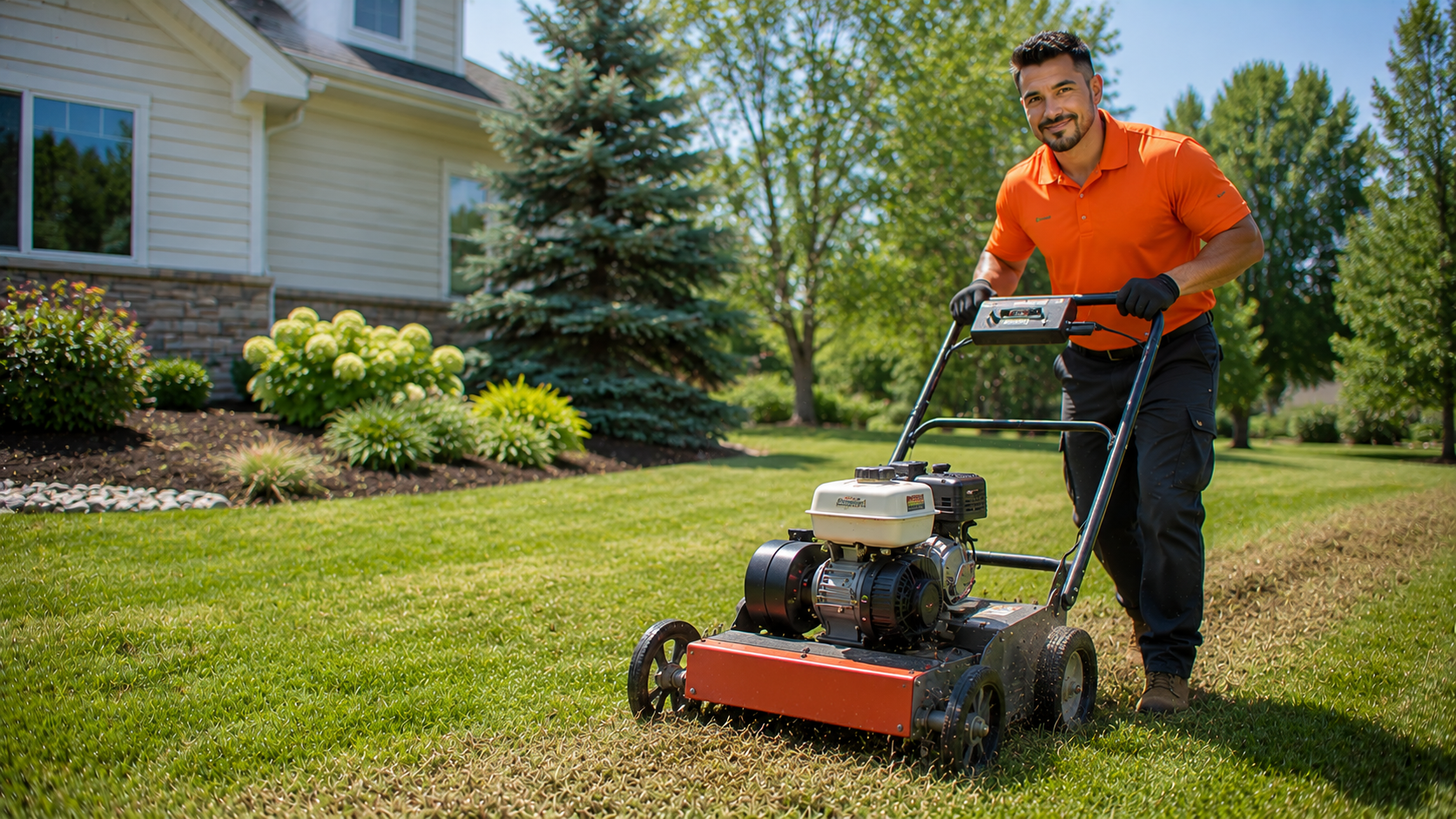 Lawn dethatching service